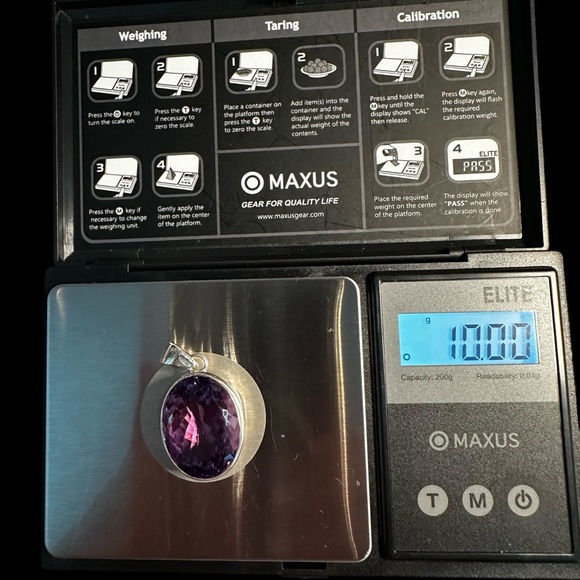 Large Oval Amethyst Sterling Silver Necklace - Picture 9 of 11